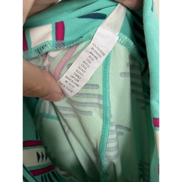 LuLaRoe Womens Leggings Sz‎ TC Mint Pink Cream Teal Art Deco 12 14 16 18 Tall - Picture 8 of 9
